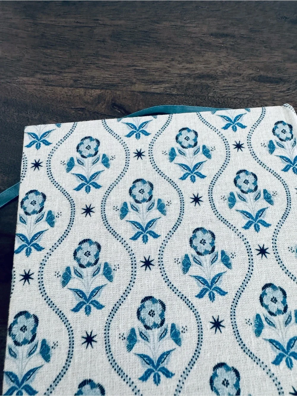 Handcrafted Blue Beaded Fabric Padded Journal Diary Notebook
